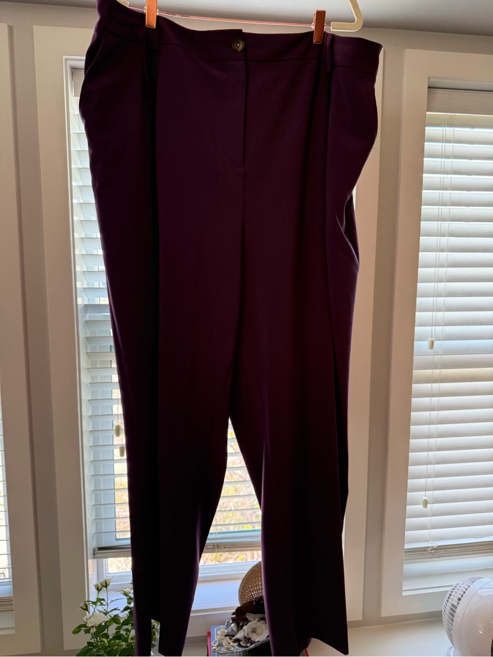 Women's Tailored Wide Leg Dress Pants in Deep Plum